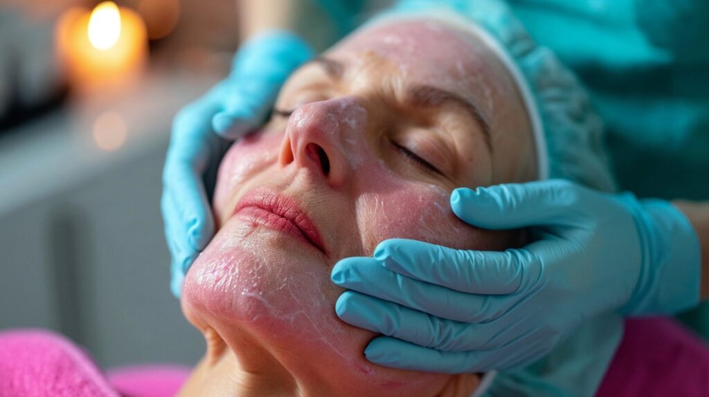 An older woman receiving a Chemical Peel