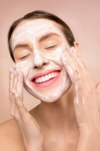 Woman With White Facial Soap on Face | Multi-Masking Skincare