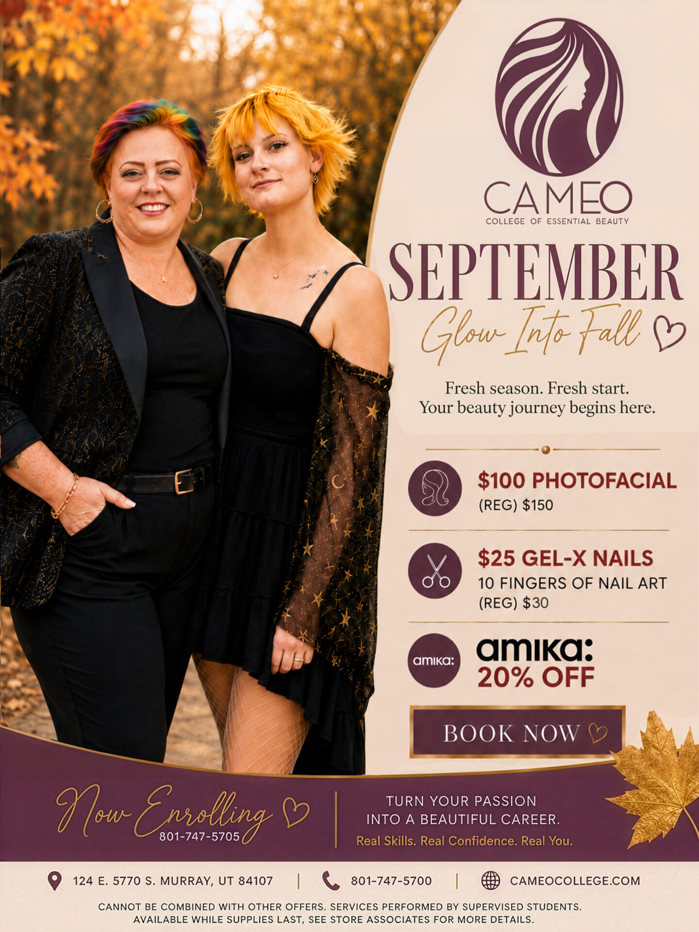 Cameo College Specials for the month of September 2026